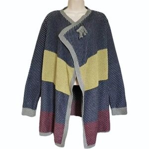 Cabi Women's Multicolor Stripe Open Front Cardigan‎ Sweater Size Medium